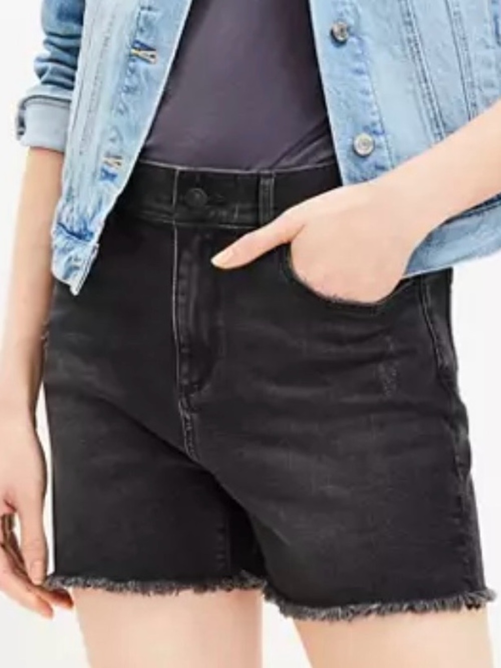Ann Taylor Loft High Rise Denim Shorts - Size 31/12 - Washed Black